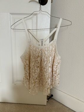 Free People Cream Lace Overlay Camisole